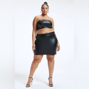 Vegan Leather Mini Skirt by Good American